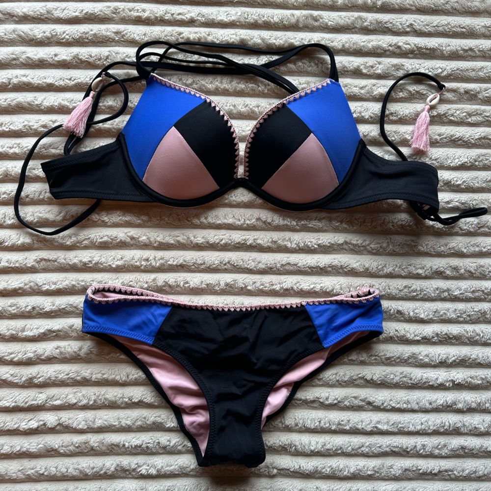 Shade & Shore Blue and Pink Bikini Swimwear